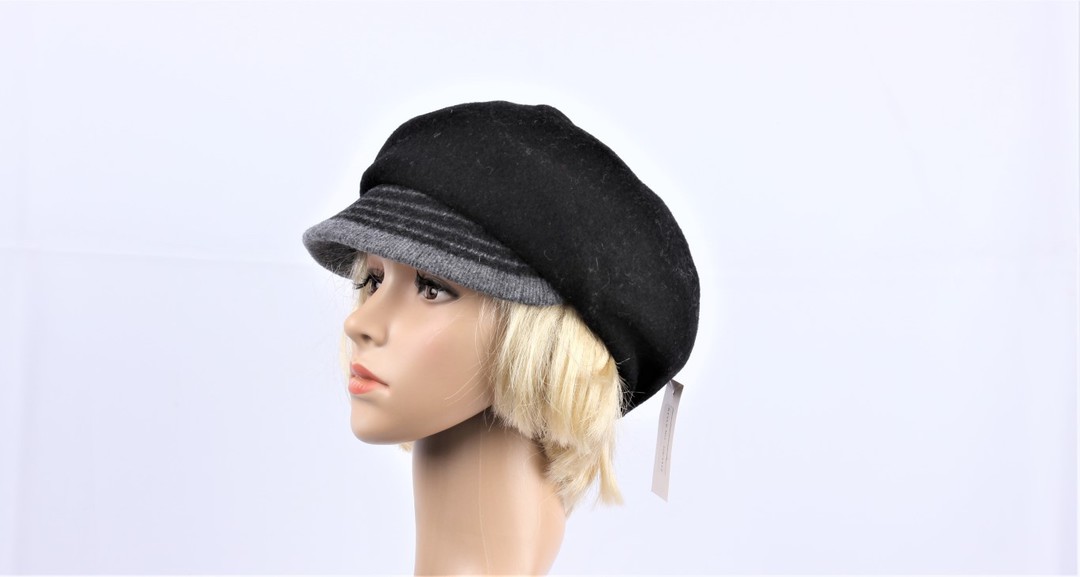 Headstart wool felt cap w 2 tone brim black/black/light grey Style : HS/1412 image 0